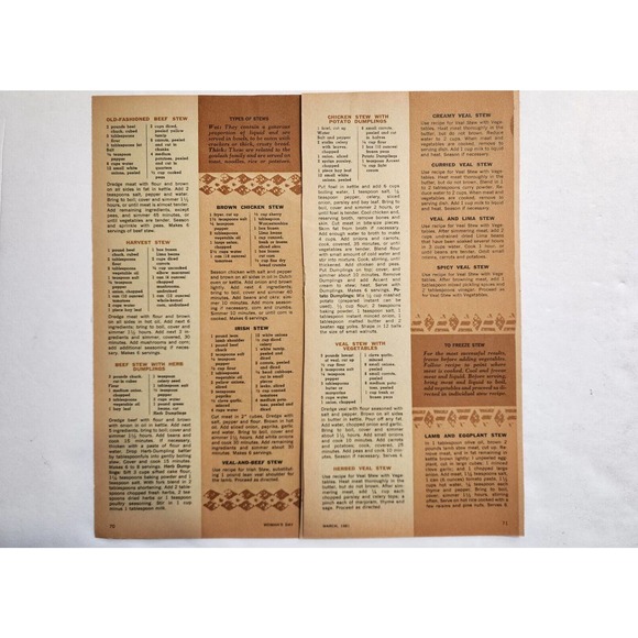 Woman's Day Collectors Cook Book Insert VTG Soups Stews Menus Lot of 4 - 60s 70s - Picture 5 of 6
